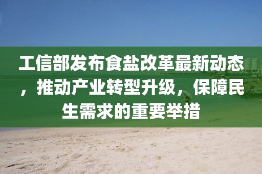 工信部發(fā)布食鹽改革最新動態(tài)，推動產(chǎn)業(yè)轉(zhuǎn)型升級，保障民生需求的重要舉措