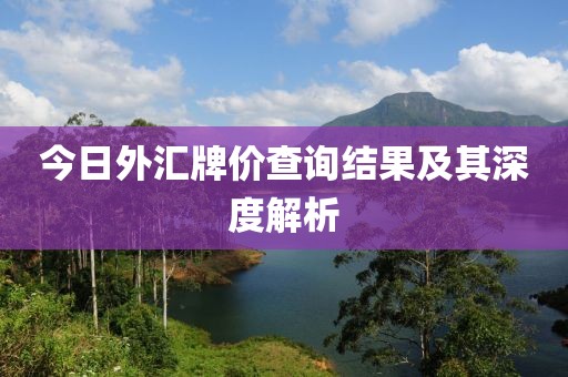 今日外匯牌價(jià)查詢結(jié)果及其深度解析