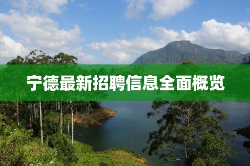 寧德最新招聘信息全面概覽