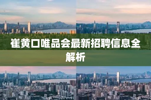 崔黃口唯品會(huì)最新招聘信息全解析