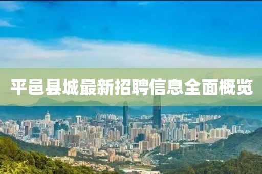 平邑縣城最新招聘信息全面概覽