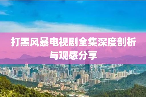 打黑風(fēng)暴電視劇全集深度剖析與觀感分享