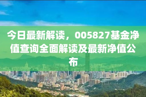 今日最新解讀，005827基金凈值查詢?nèi)娼庾x及最新凈值公布