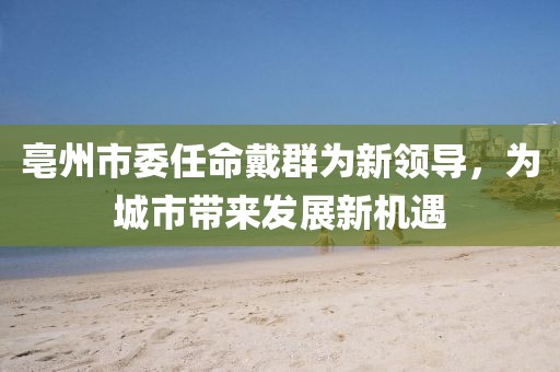 亳州市委任命戴群為新領導，為城市帶來發(fā)展新機遇