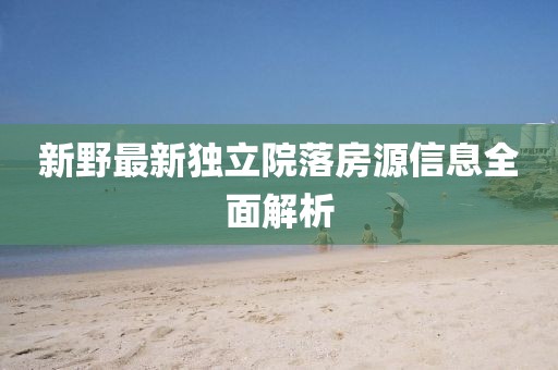 新野最新獨(dú)立院落房源信息全面解析