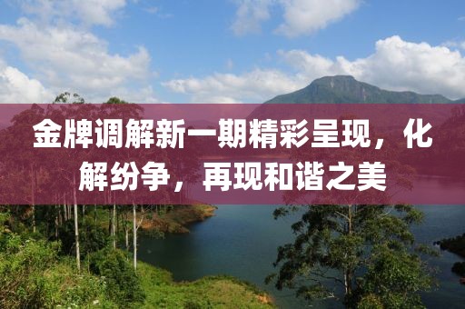 金牌調(diào)解新一期精彩呈現(xiàn)，化解紛爭，再現(xiàn)和諧之美