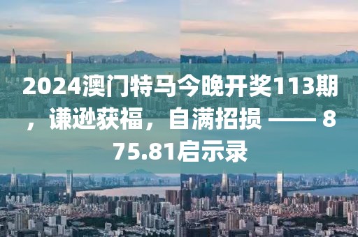 2024澳門特馬今晚開獎113期，謙遜獲福，自滿招損 —— 875.81啟示錄